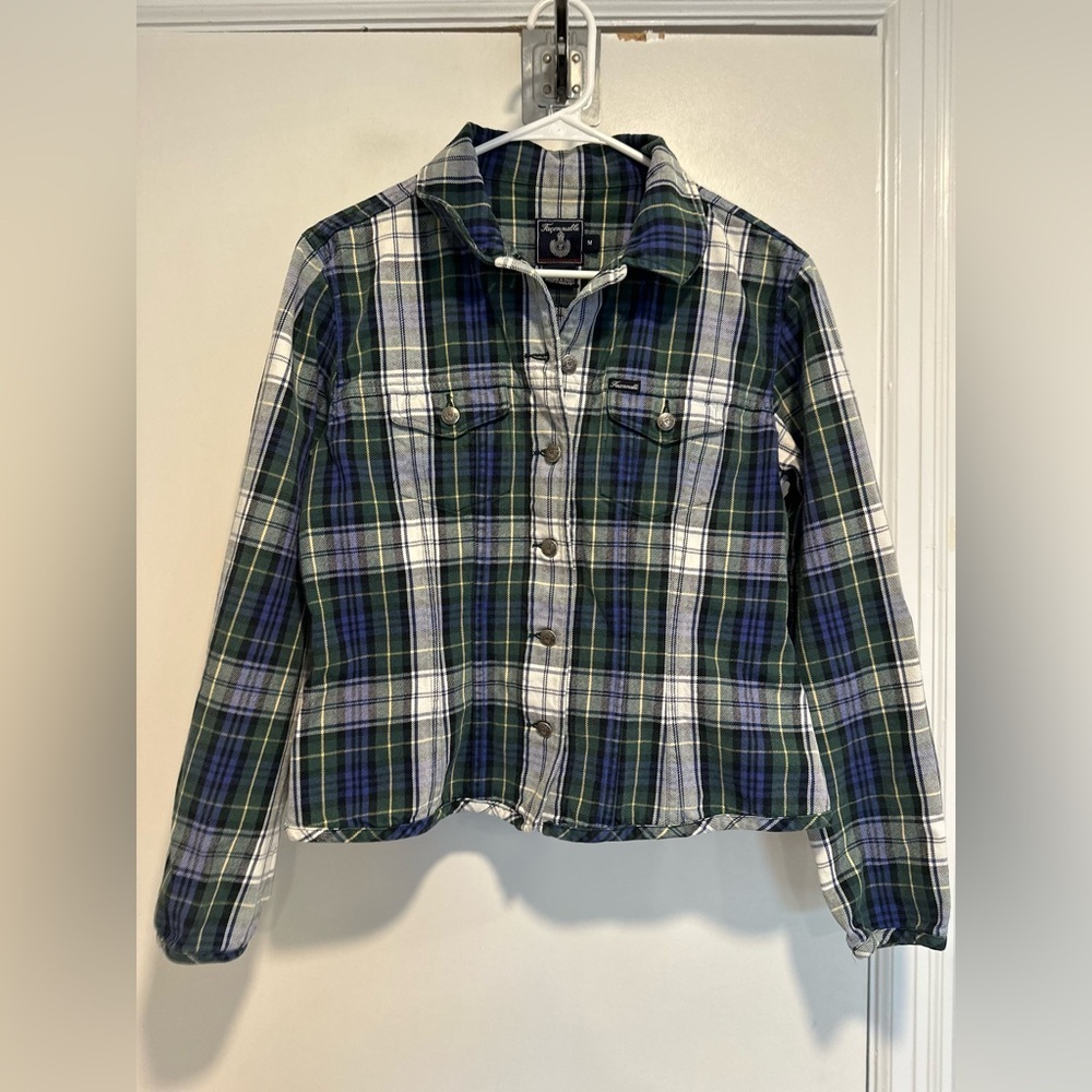 Authentic 90s Façonnable SzM Albert Goldberg Blue Green Plaid Preppy Y2K Shacket